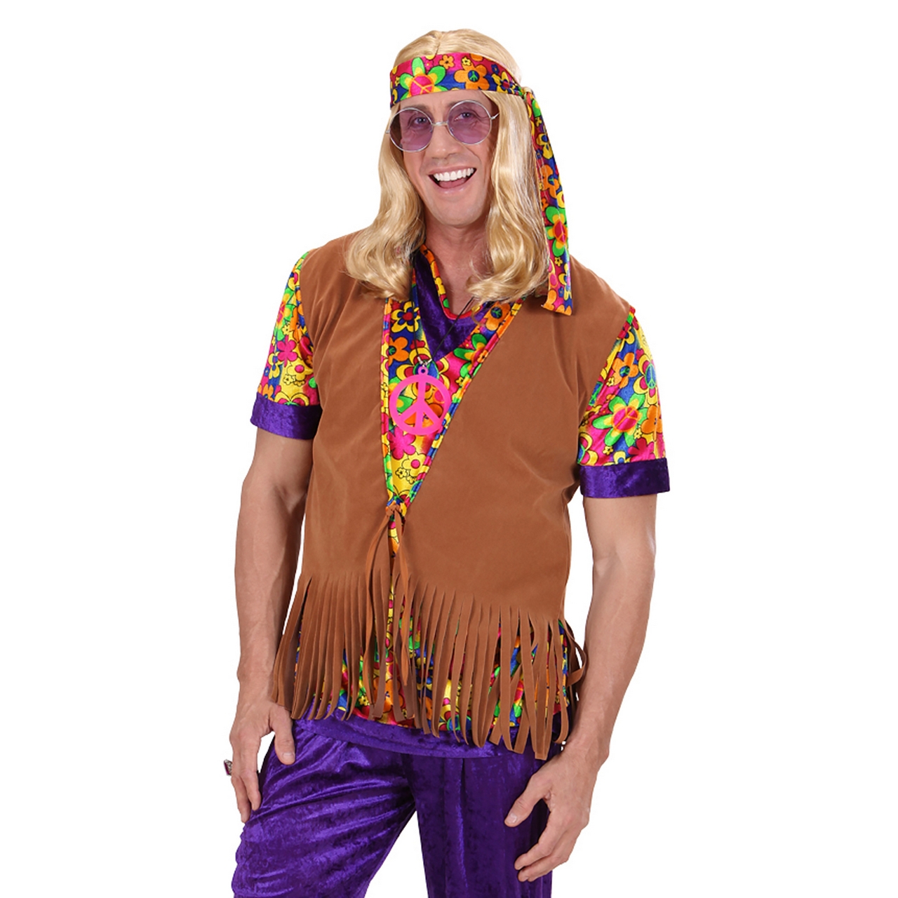 Hippie Vest Met Hoofdband Suedelook Man