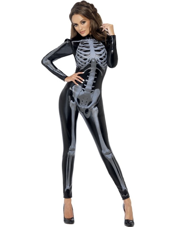 Sexy En Glimmend 3d Skelet Catsuit Vrouw Kostuum