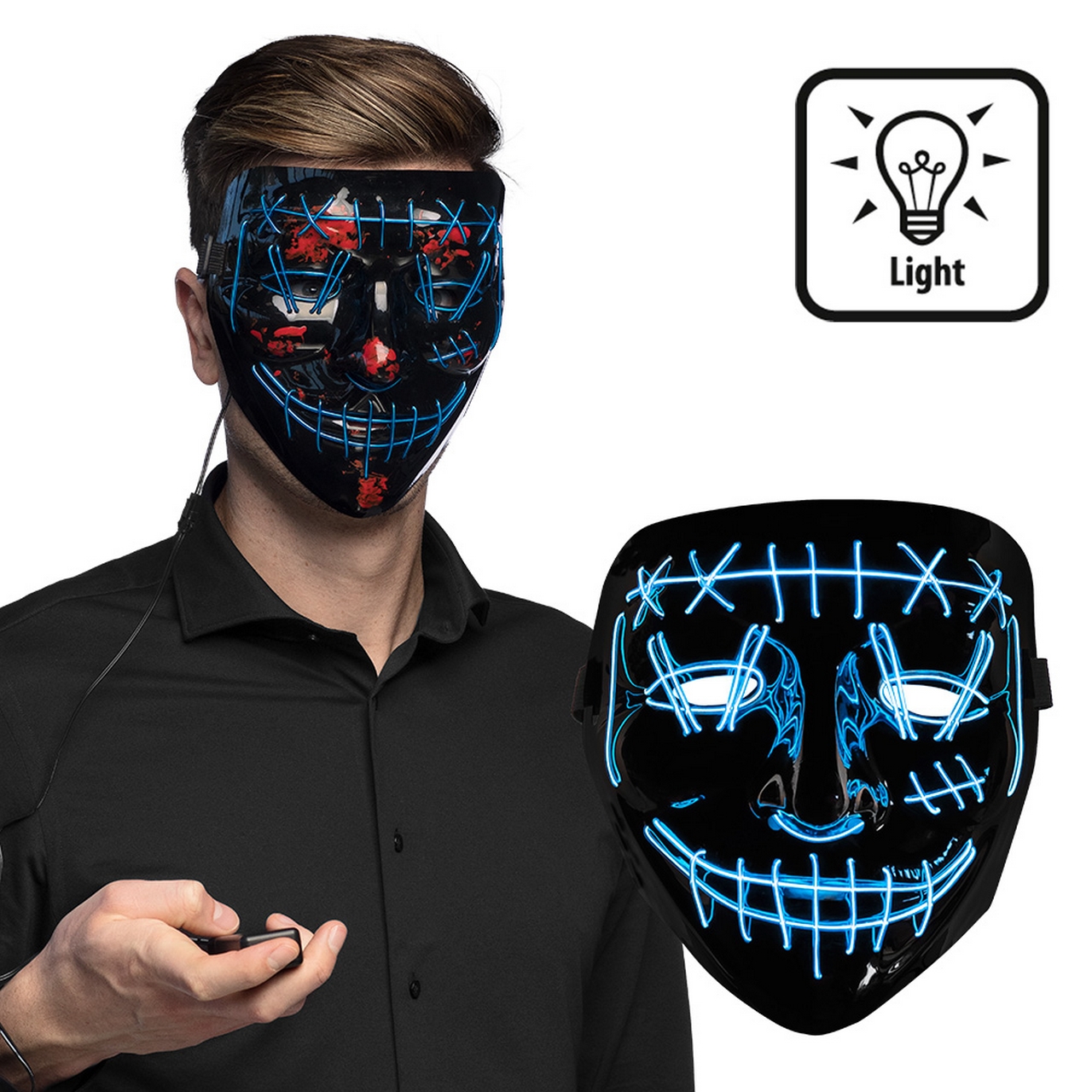 Ledmasker Lightning Killer Smile Blauw