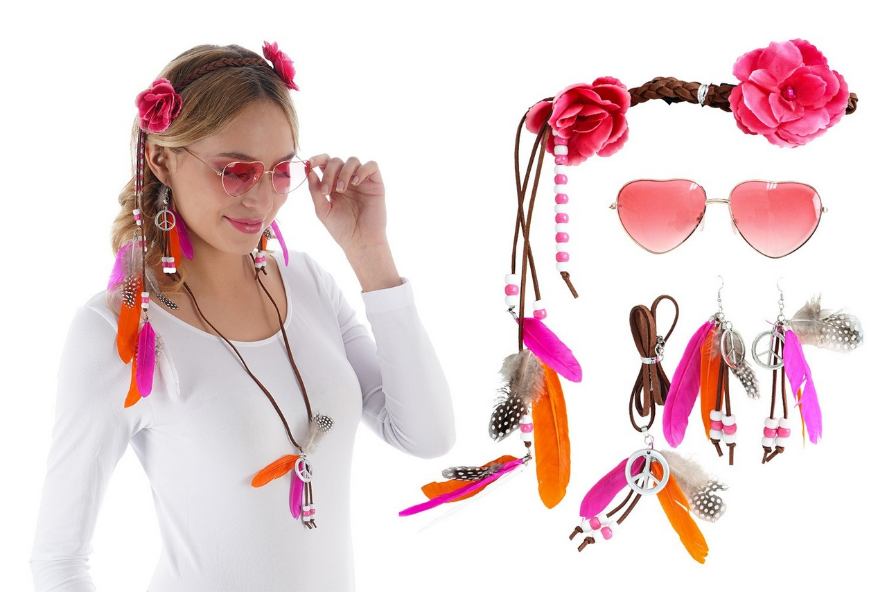 Hippie Flower Power Set Roze