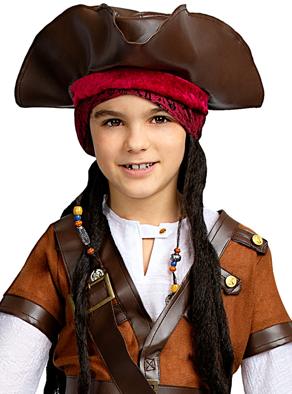 Bruine Piratenhoed Jack Met Rode Bandana Kind