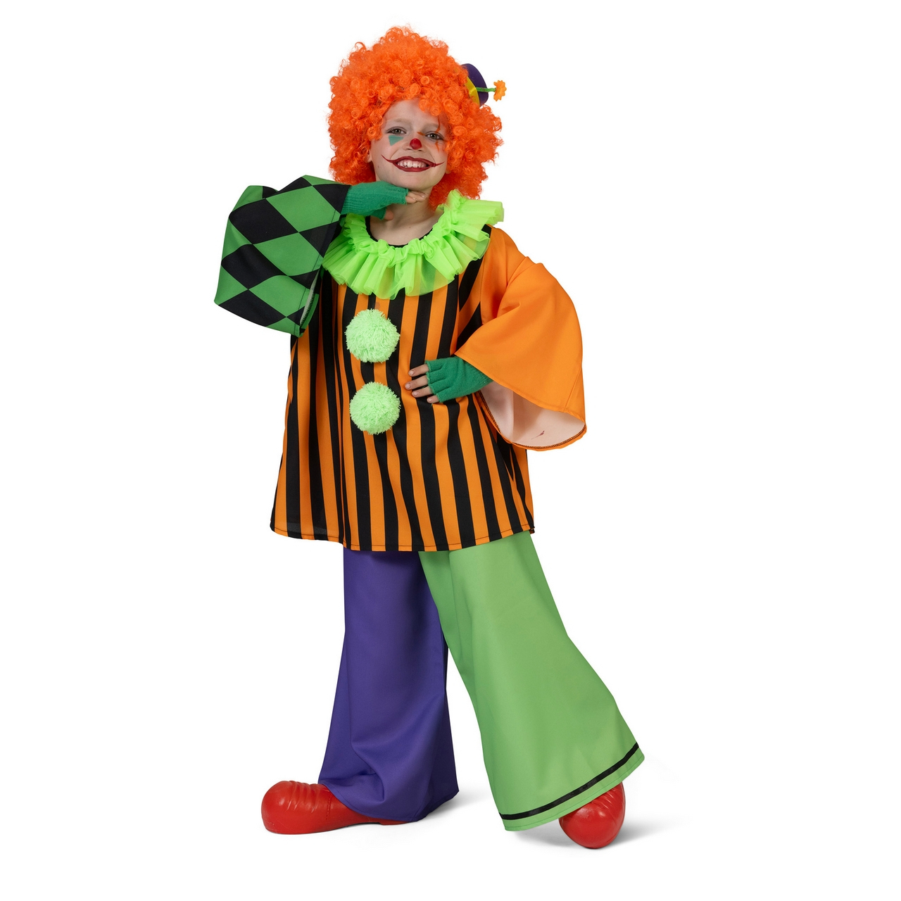 Enorm Grappige Clown Pierolino Kind Kostuum