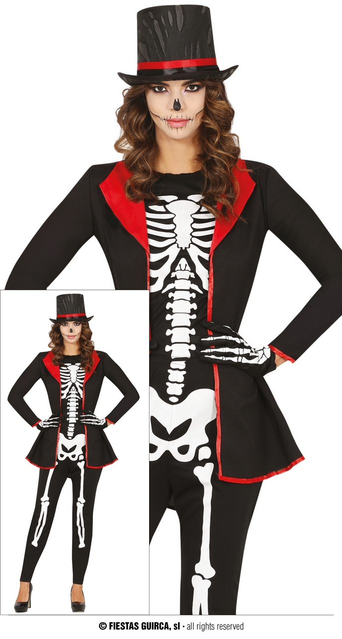 Elegante Skeleton Bones Vrouw Kostuum