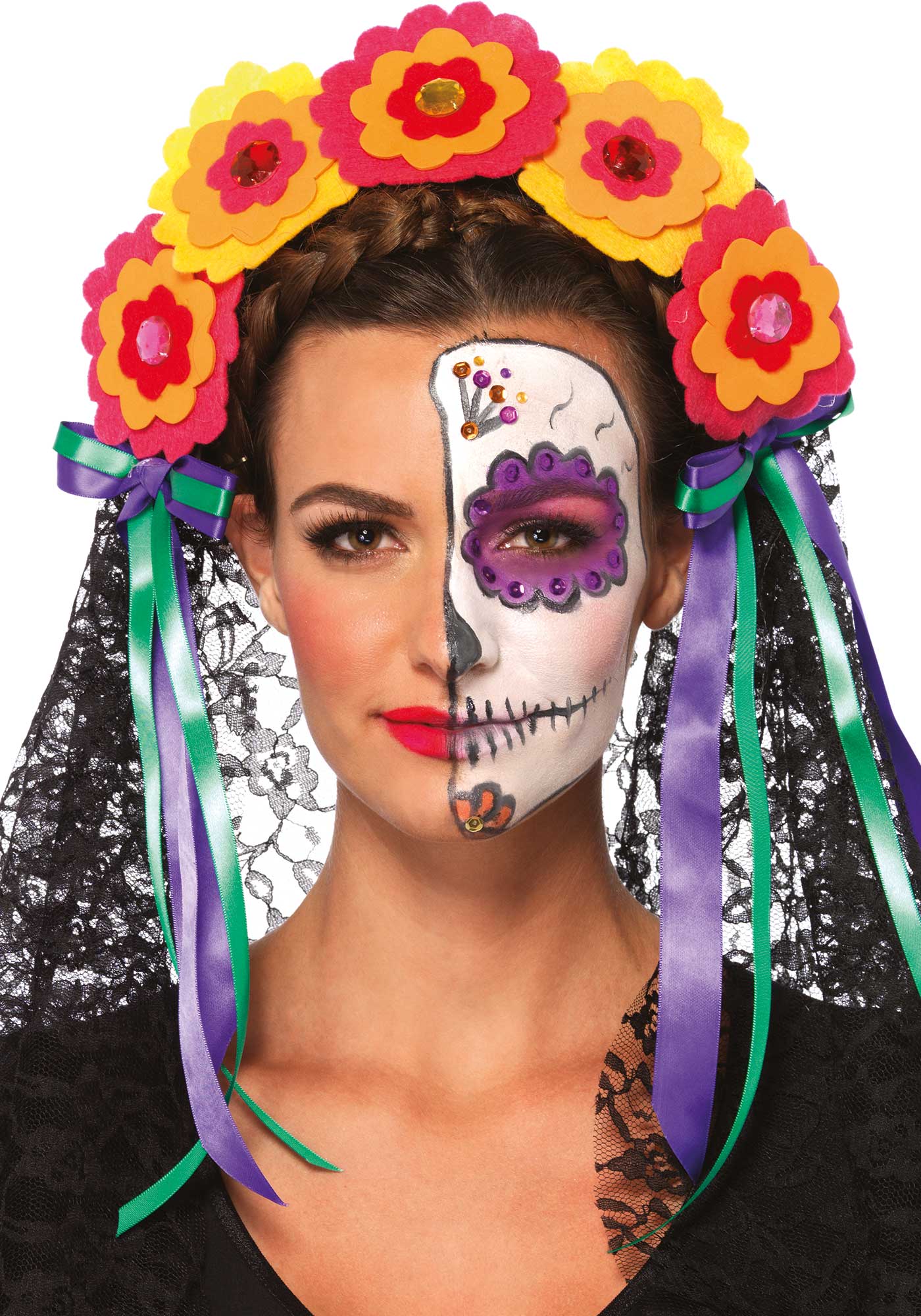 Dia De Los Muertos Hoofdband Met Sluier