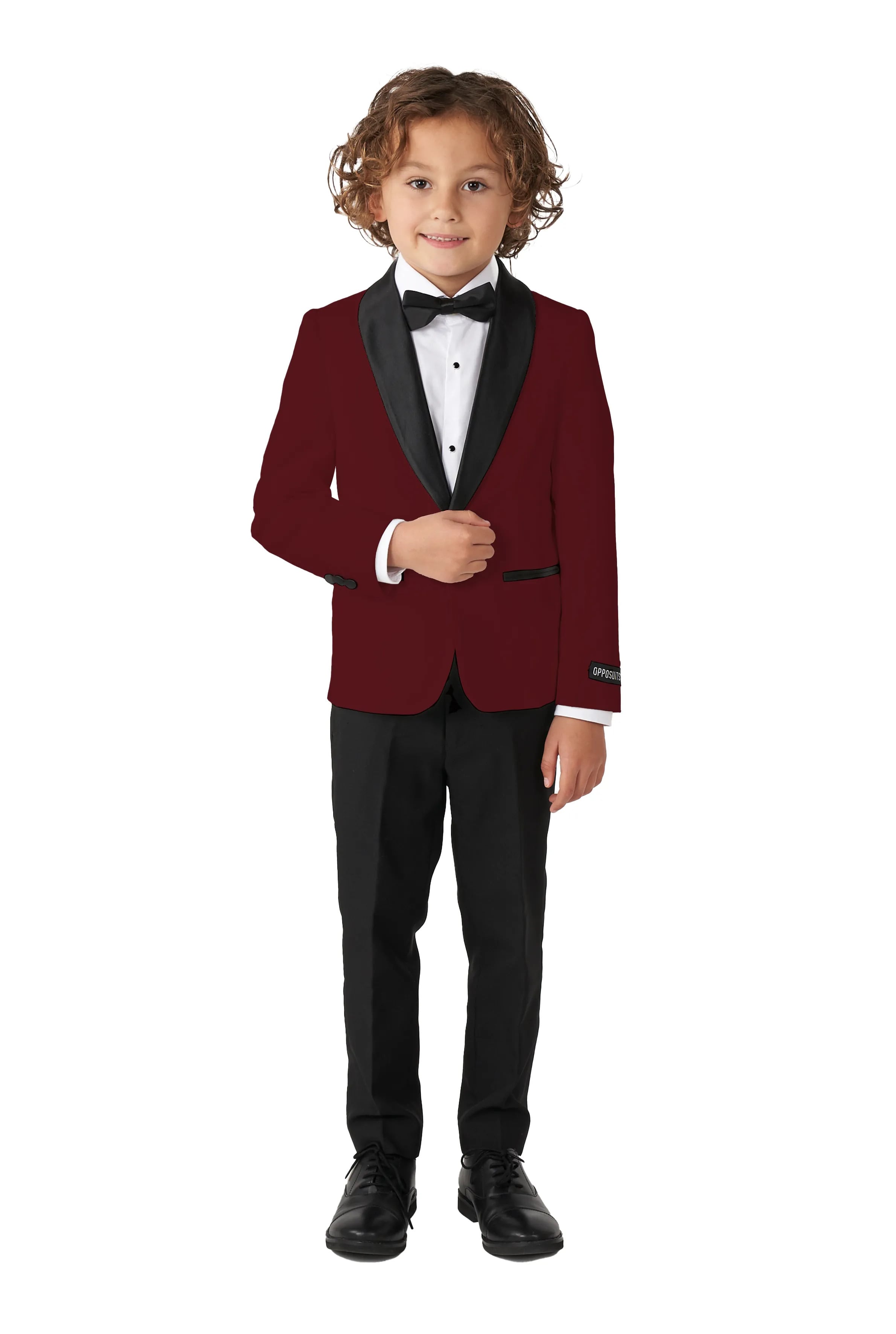 Boys Hot Burgundy / Zwarte Broek Jongen Kostuum