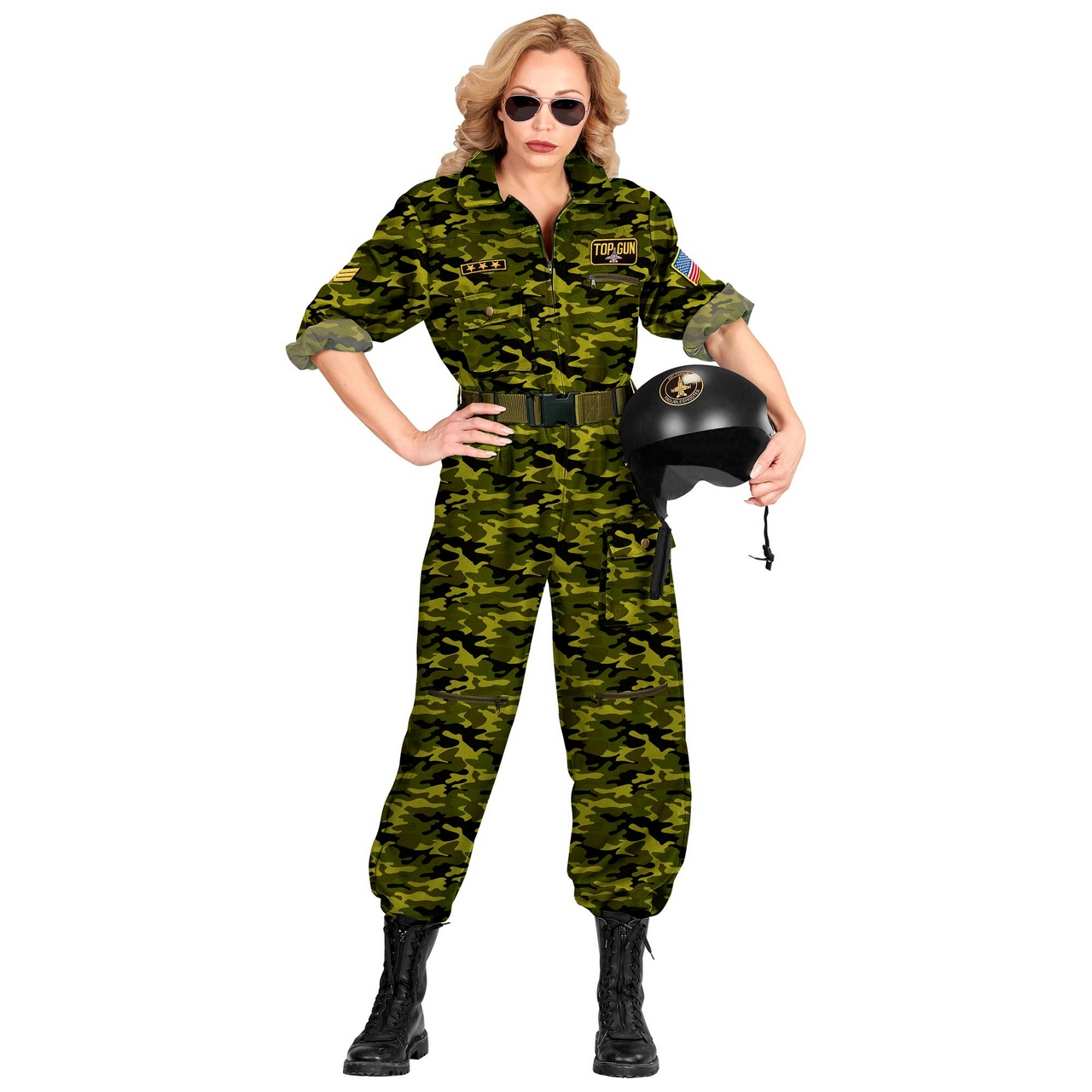 Green Camo Army Piloot Top Gun Vrouw Kostuum