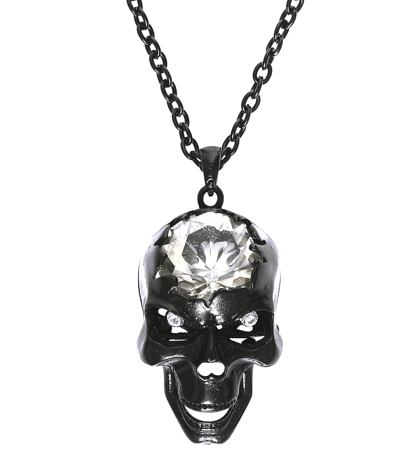 Halloween Juweel Ketting Schedel Met Kristallen Steen