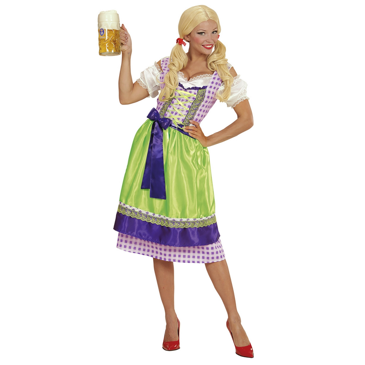 Beierse Dirndl Paars / Groen Vrouw Kostuum