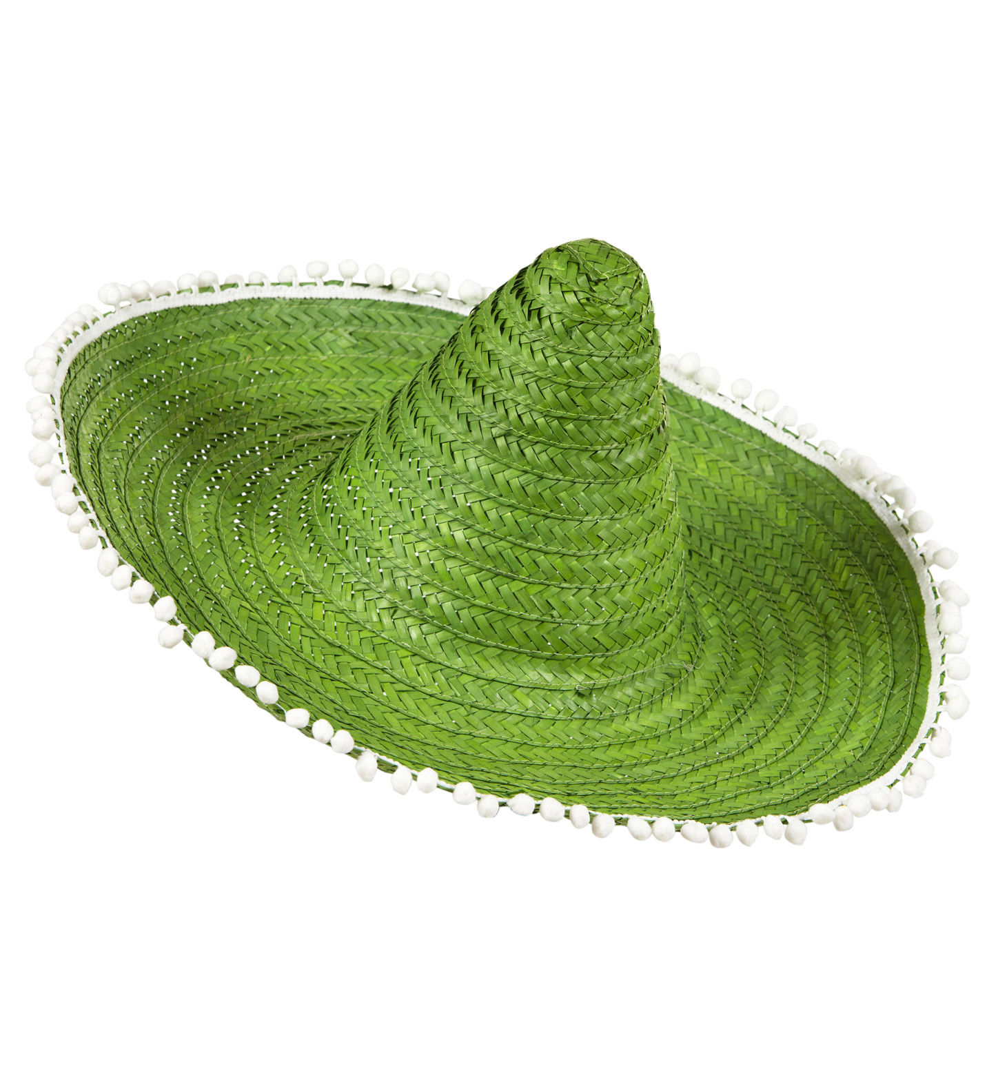 Sombrero 50cm, Groen Met Pom Poms