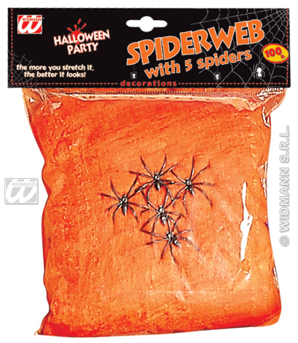 Spinnenweb Rood, 100gram Met 5 Spinnen