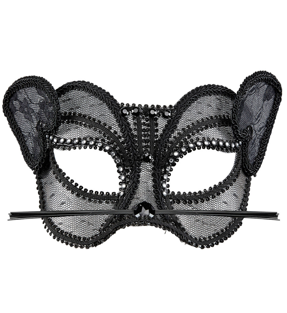 Sexy Fashion Oogmasker Kat Met Kant En Strass