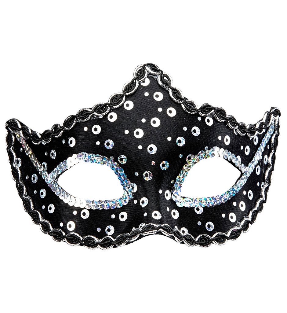 Venetiaans Oogmasker Rialto Zwart Met Pailletten