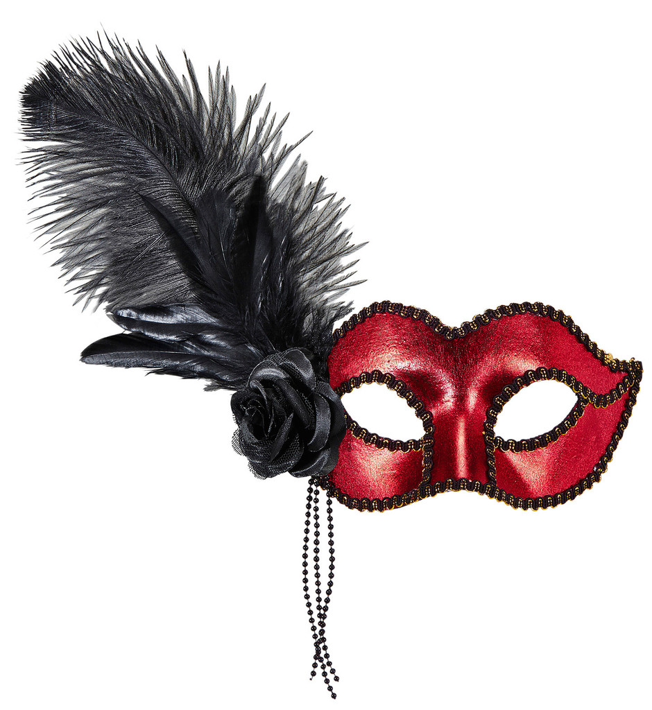 Signorina Oogmasker Venetie Rood Met Veren