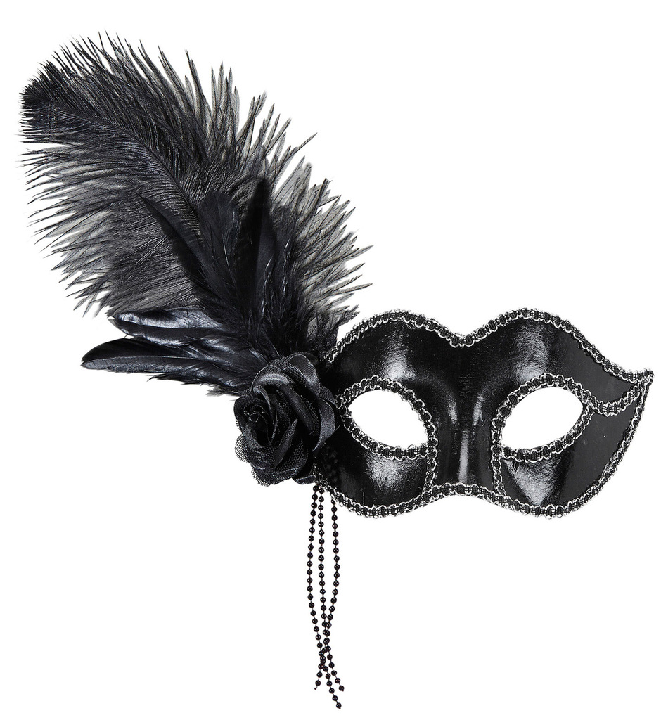 Signorina Oogmasker Venetie Zwart Met Veren