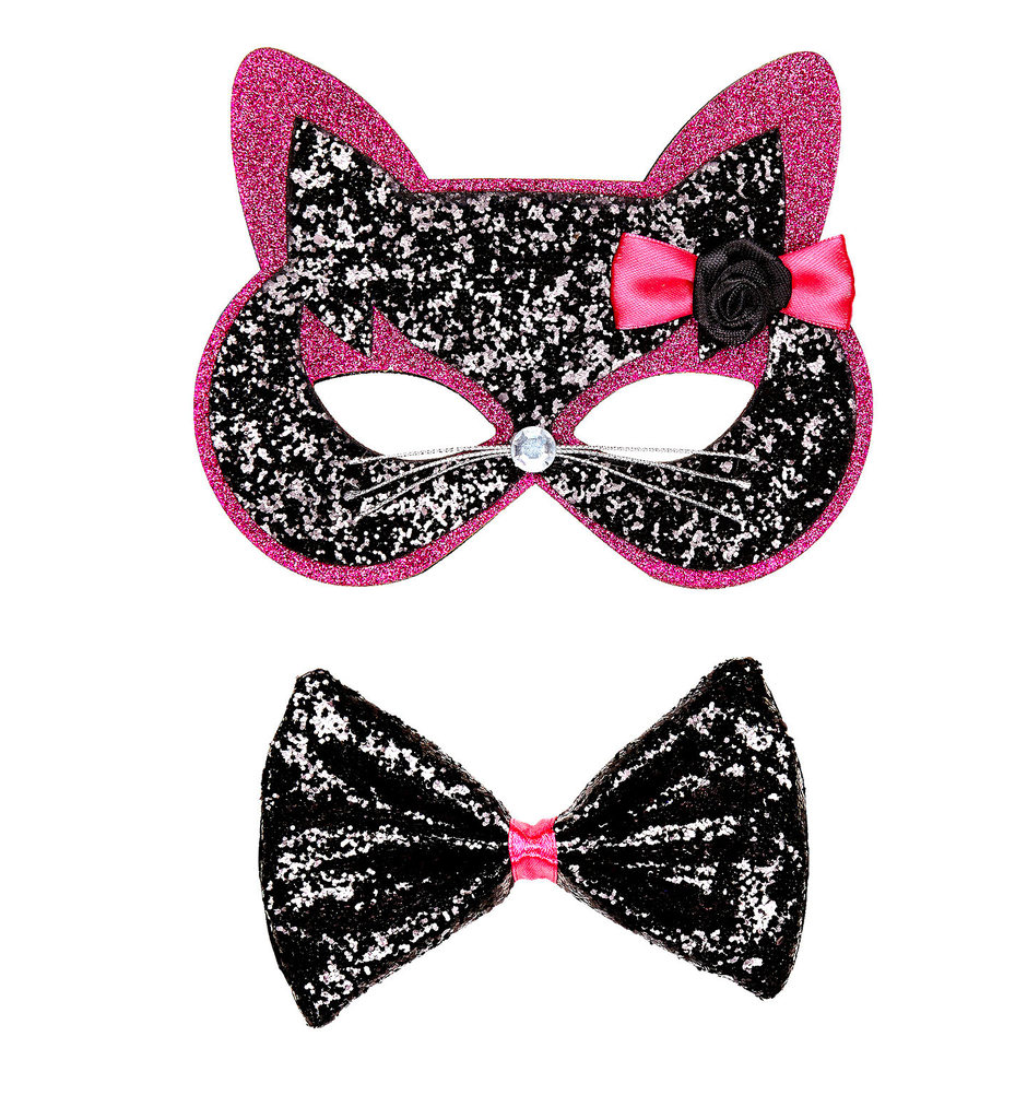 Kitty Cat Oogmasker Kat Met Strikje Zwart / Roze