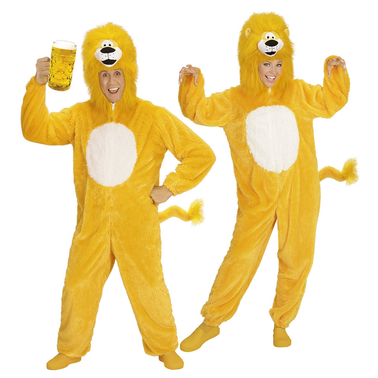 Dieren Onesie Pluche Gele Leeuw Kostuum