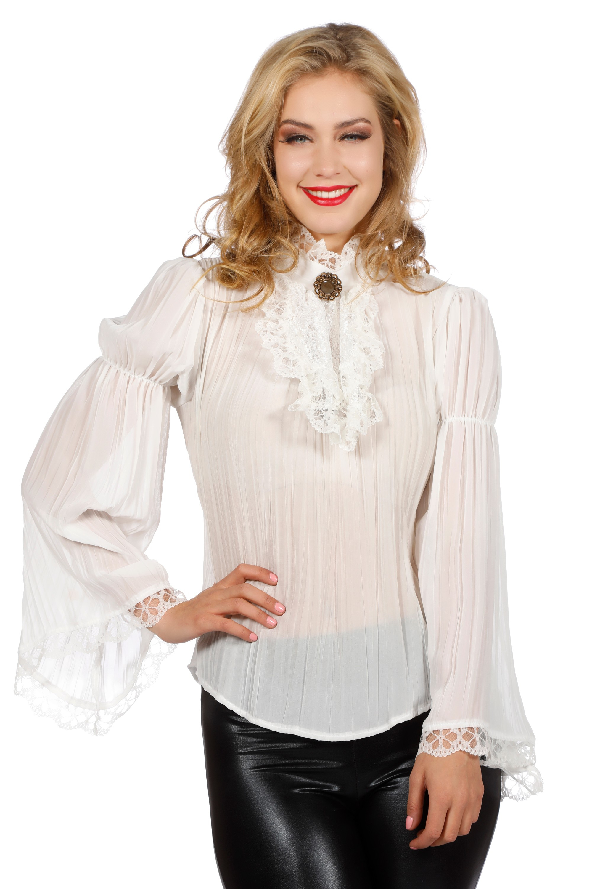 Piraten / Gothic Blouse Wit Wijde Mouw Vrouw