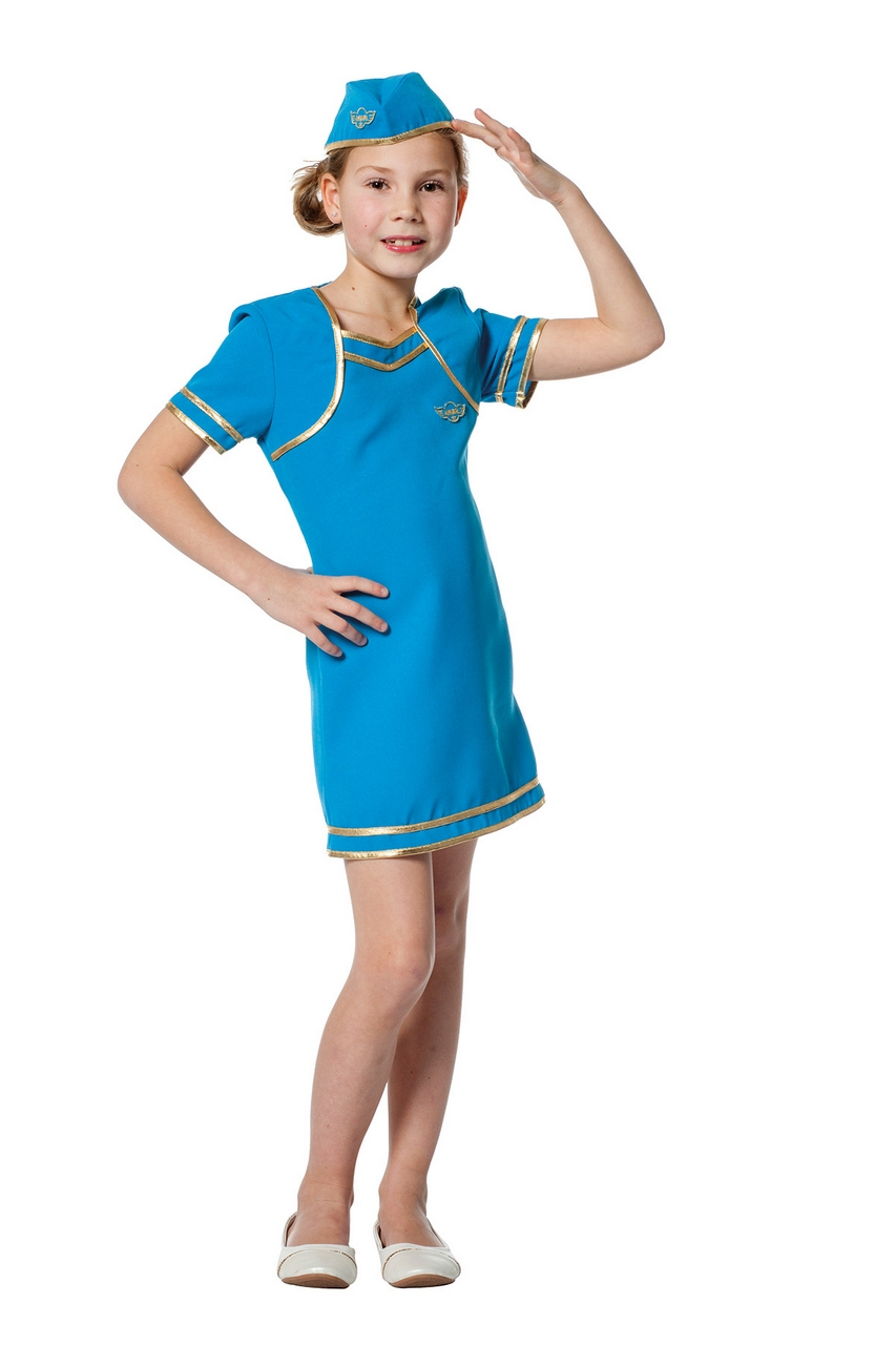 Blauw Als De Lucht Stewardess Meisje Kostuum