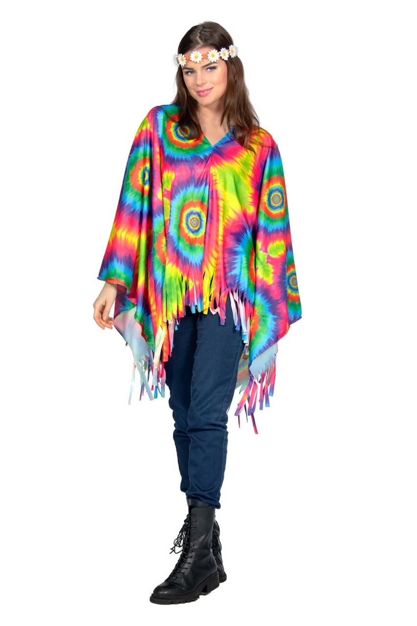 Dazzling Circles Tie Dye Poncho Vrouw