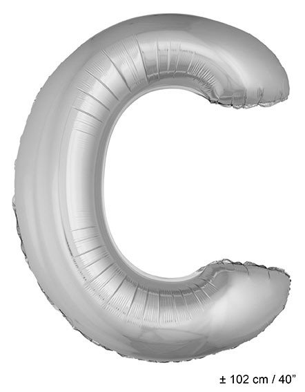 Folie Ballon Letter C Zilver XL 102cm (Leeg)