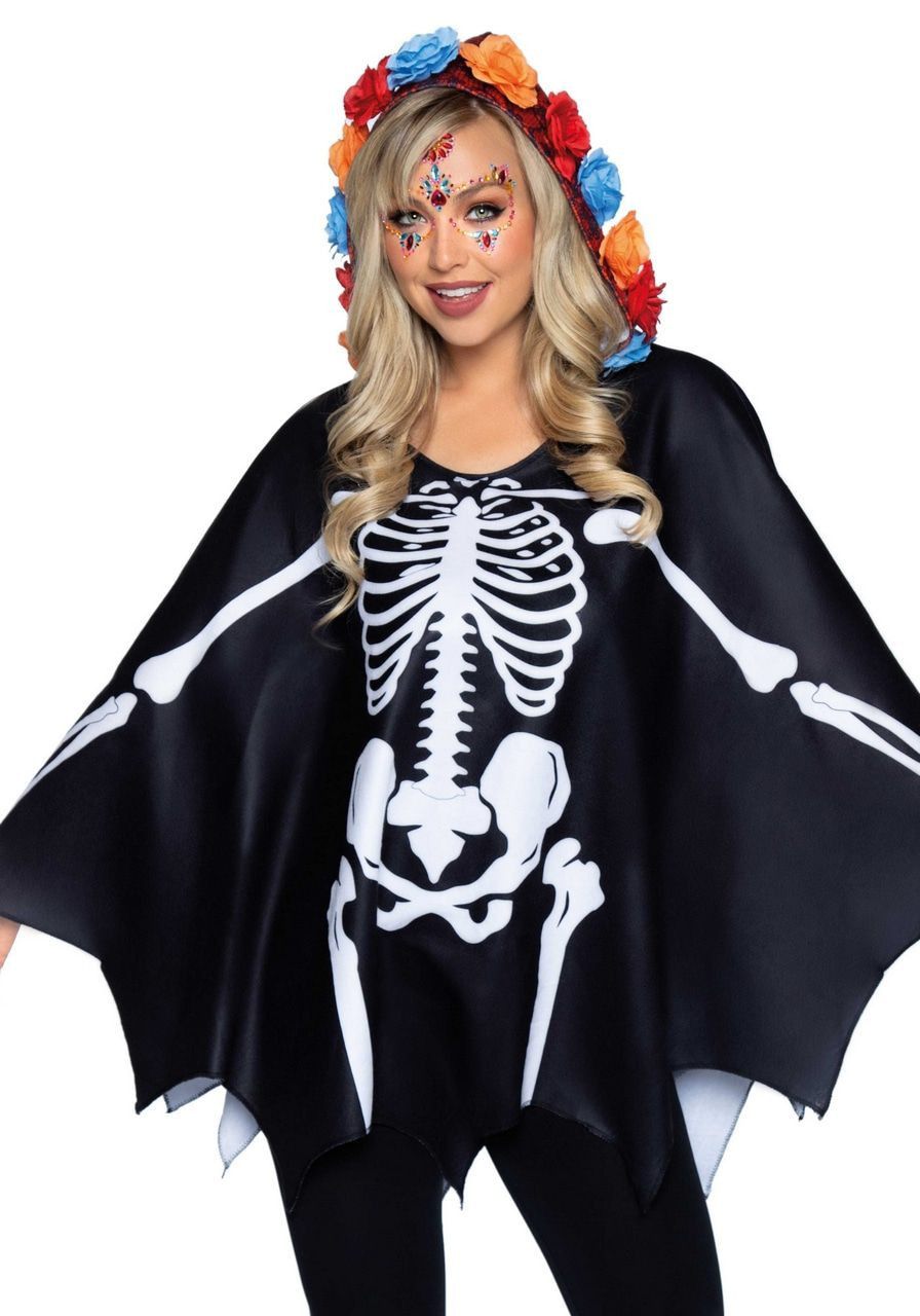 Day Of The Dead Skelet Poncho Vrouw