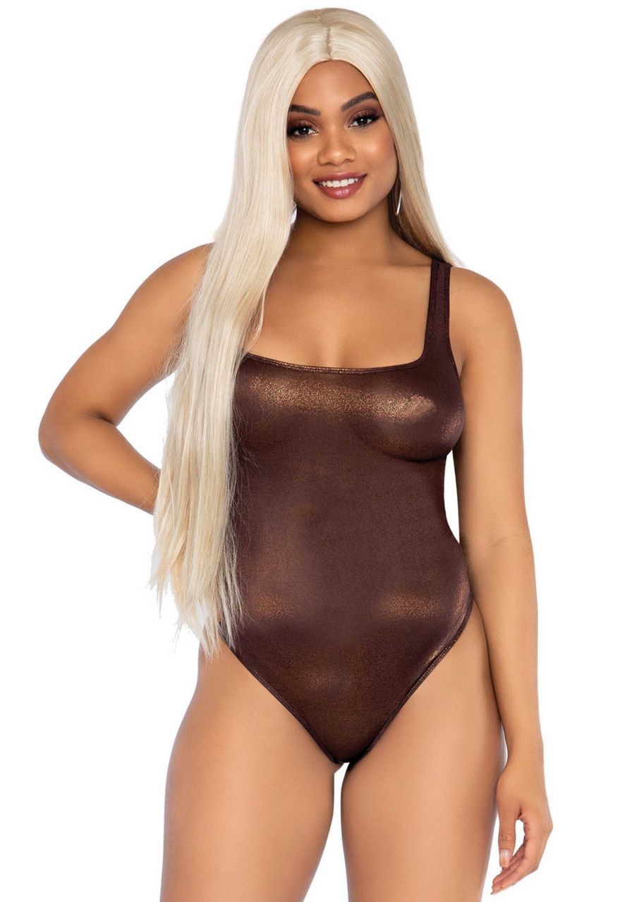 Bronzen Spandex String Bodysuit Vrouw