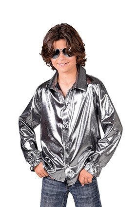 Zilveren Glitter Folie Blouse Jongen