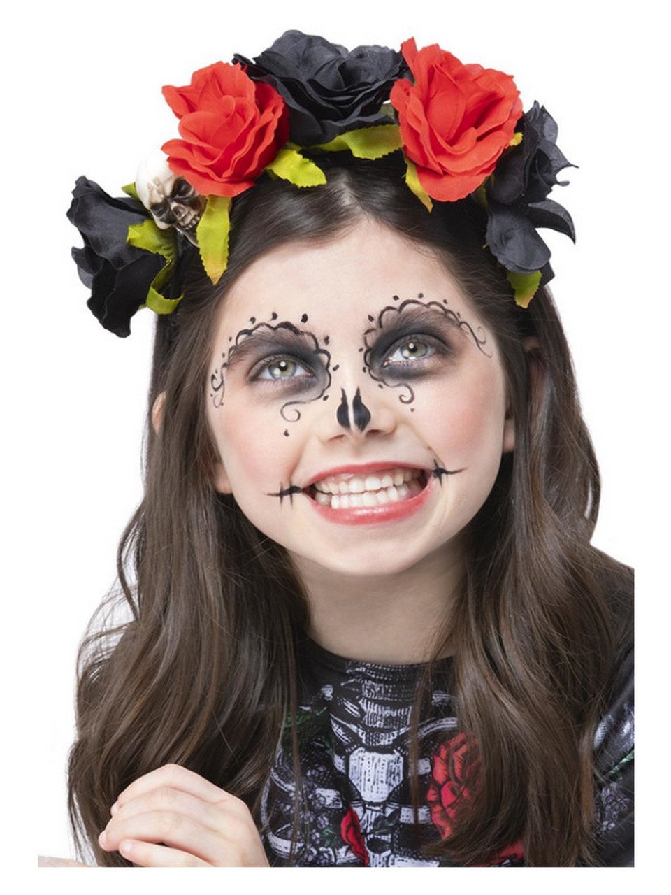 Day Of The Dead Hoofdband Zwart En Rode Rozen