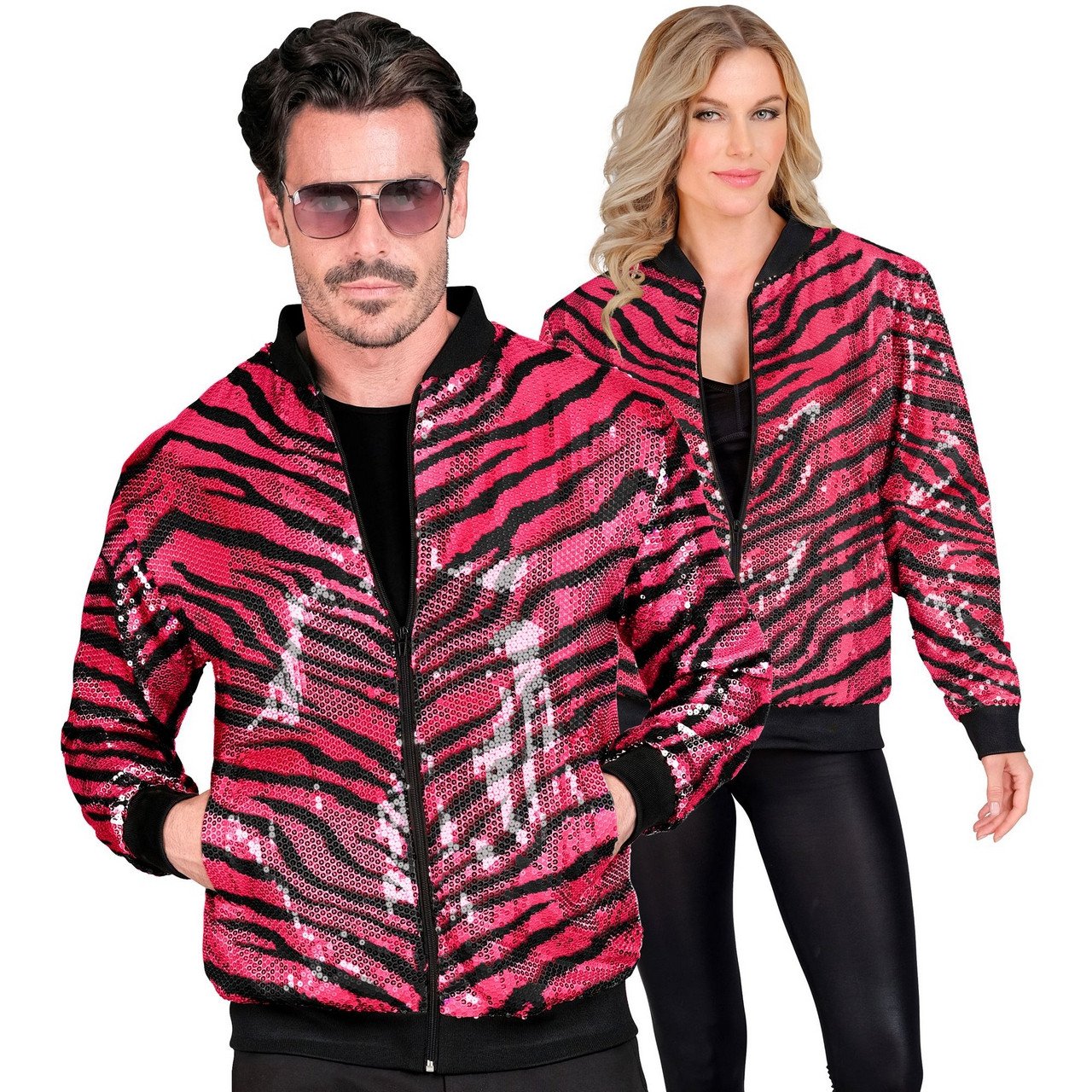 Bomberjack Pailletten Jas Roze Animal Stripes