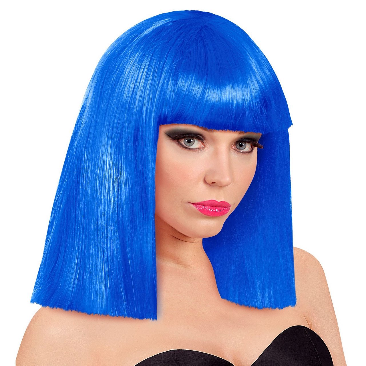 Pruik Showgirl Steil Haar Blauw