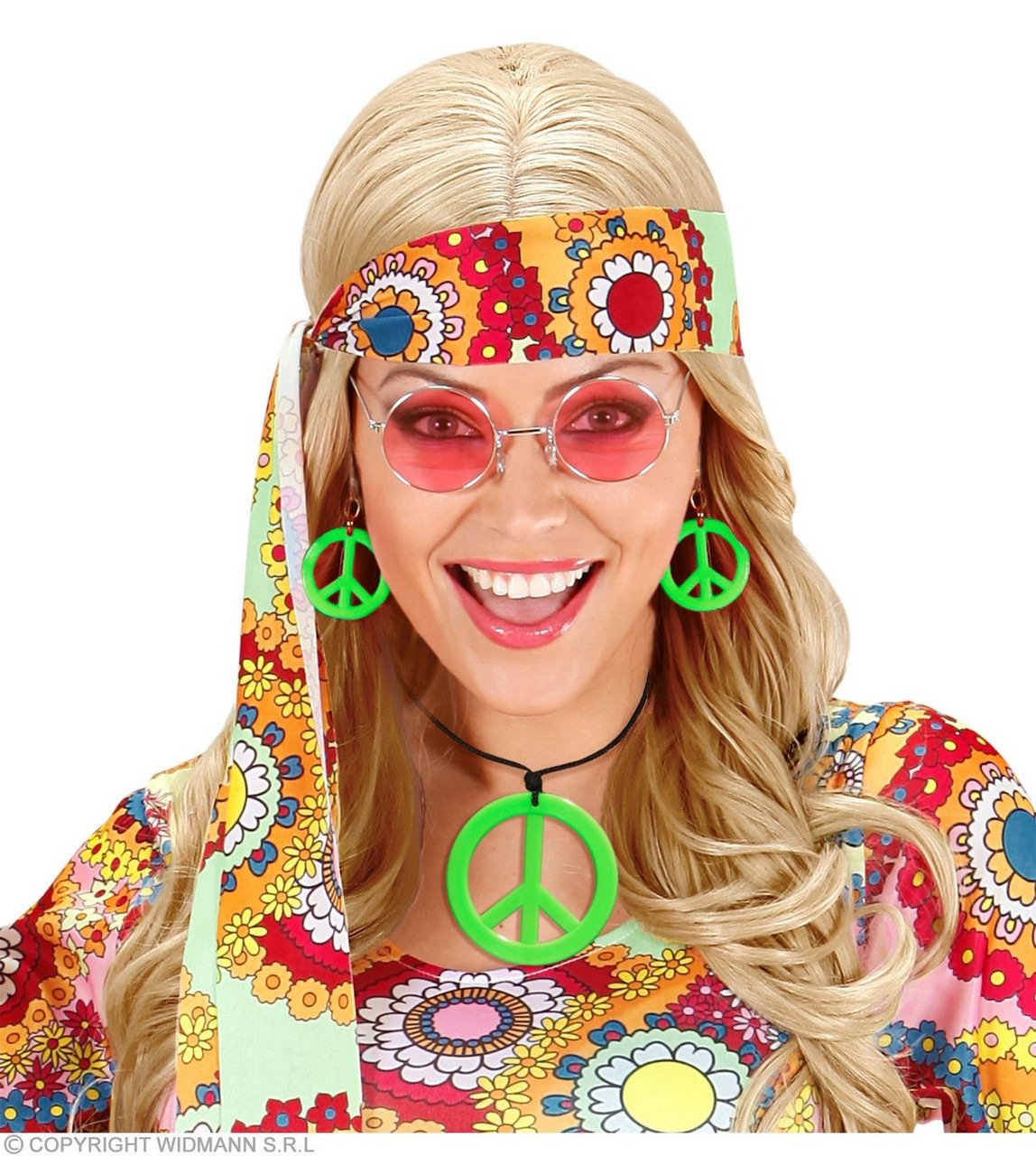 Hippie Set Peace Ketting En Oorbellen Neon Groen