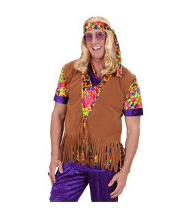 Hippie Vest Met Hoofdband Suedelook Man