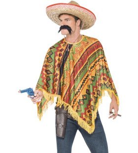 Mexicaanse Pistolero Poncho Verkleedset Man Kostuum