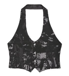 Dames Pailletten Vest Zwart Vrouw