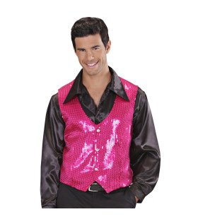 Showmaster Pailletten Vest Roze Man