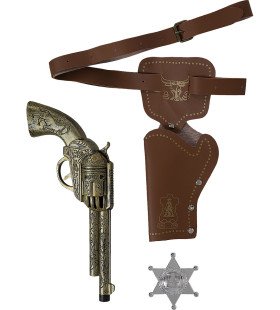 Lederlook Holster Met Pistool Voor Sheriff Of Cowboy