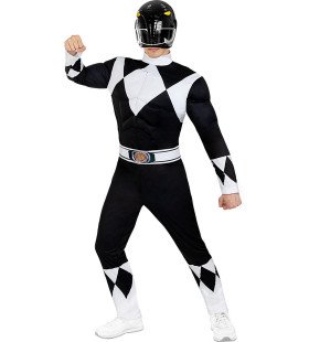 Zwarte Power Ranger Zack Man Kostuum