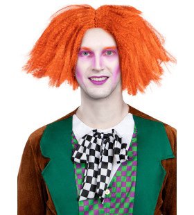 Doorgeslagen Professor Mad Hatter Pruik Oranje