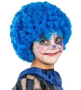 Blauwe Krullenpruik Clown