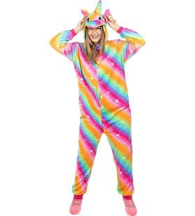 Veelkleurige Unicorn Onesie Vrouw Kostuum