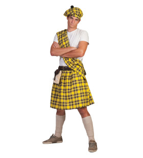 Gele Schotse Highlander Tartan Man Kostuum