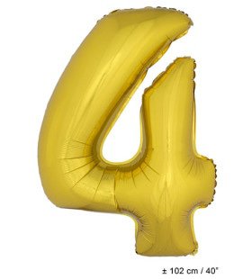 Folie Cijfer Ballon Nummer 4 Goud XL 102cm (Leeg)