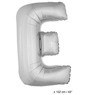 Folie Ballon Letter E Zilver XL 102cm (Leeg)