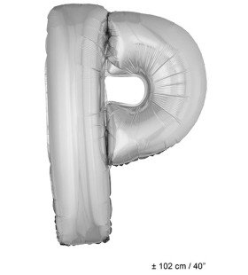 Folie Ballon Letter P Zilver XL 102cm (Leeg)