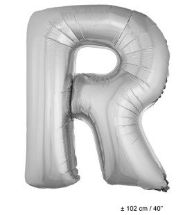 Folie Ballon Letter R Zilver XL 102cm (Leeg)