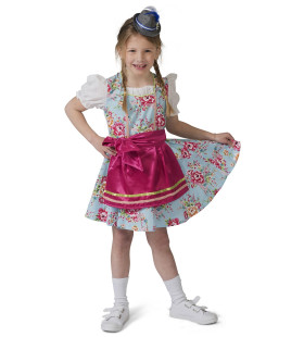 Blauw Roze Tiroler Dirndl Rosalinde Meisje Kostuum