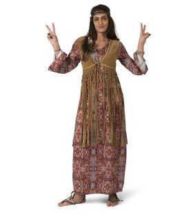 Lange Hippie Happening Jaren 60 Vrouw Kostuum