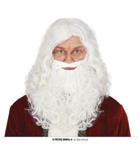 Basic Witte Pruik Met Grote Baard Kerstman Sinterklaas