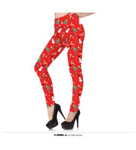 Legging Kerst Rood Met Print Vrouw