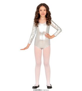 Gymnastiek Metallic Bodysuit Kind Zilver Meisje Kostuum